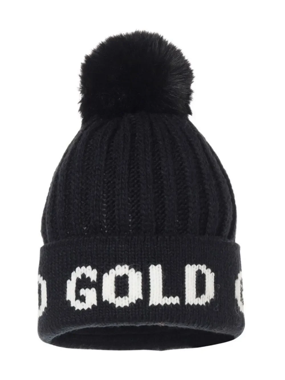 Goldbergh Ski Black Hodd Beanie Hat with Faux Fur NWT
